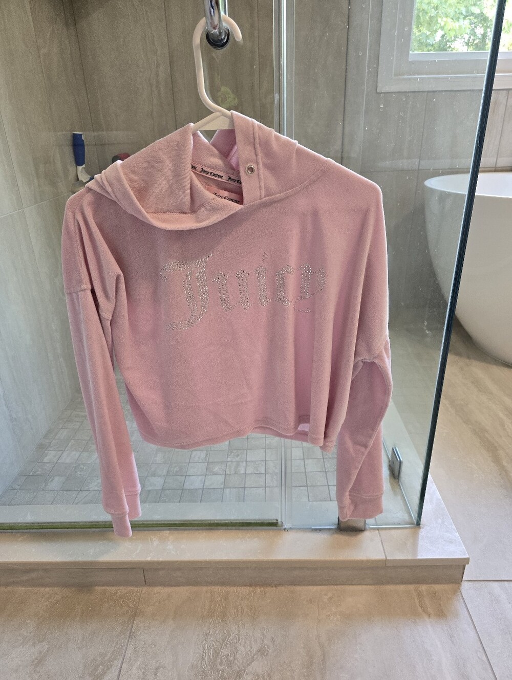 Baby Pink Juicy Couture Hooded Sweater Velour